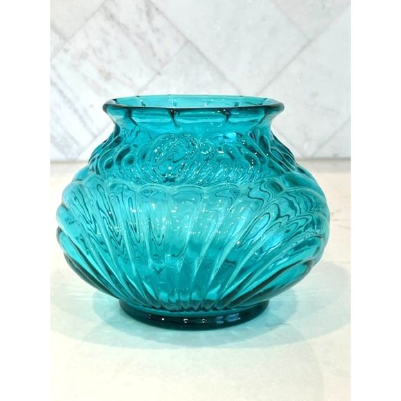 Fenton Teal Blue Caprice Swirl 5" Bowl/Vase - Picture 3 of 6